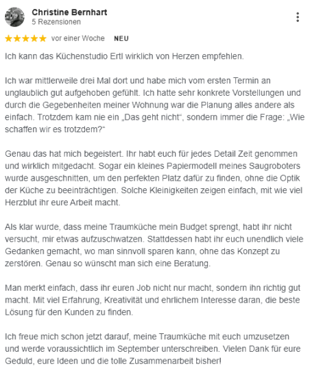 5 Sterne Google Rezension